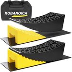 KOBANOICA RV Leveling Blocks,Camper Trailer Leveler 2 Packs,Includes RV Curved Leveler Ramp,Wheel Chock,Rubber Mat and Carry Bag,Upgrade RV Leveling System for Motorhome,5th Wheels