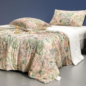 LLanCL Floral Print Cooling Blankets for Hot Sleepers - Cool Like Ice Cream Blanket for Summer, Lightweight Double-Sided Cooling Comforter Quilt (King Size 90" x 108" Green Pink)