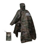 Waterproof Lightweight Reusable Rain Poncho with Adjustable Hood and Arms for Hiking, Camping, Multifunctional Raincoat for Men Women Adults, Large (Camo)