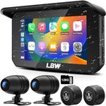 LBW Professional Motorcycle Dash Cam, Wireless Apple Carplay, Android Auto, TPMS, Front & Rear HD 1080P Camera (IMX307 Chip), Motorcycle DVR, G-Sensor, 5" IPS Touch Screen, Bluetooth, Support Siri