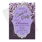 Shop Ginger Wedding Sweet 16 Quinceanera Dress Birthday Party Bokeh Glitter Invitation Card Template #03 (Lavender)