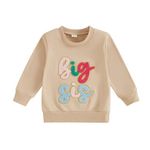 Toddler Girls Big Sister Sweatshirt Little Sis Matching Outfit Baby Boy Brother Long Sleeve T Shirts Tops Lil BRO Tees Clothes (Big SIS 3-Beige, 2-3 Years)