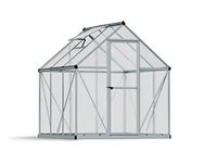 Palram Canopia Mythos 6x6 Silver Greenhouse -TwinWall Polycarbonate, Aluminum Frame, Base Included