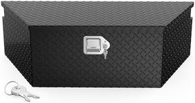 TUFFIOM 39 Inch Aluminum Truck Trailer Tongue Tool Box with Lock & Keys, Diamond Plate Storage Organizer Toolbox for Pickup Truck Bed, Trailer, RV, ATV, Black