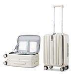 Hanke 20 Inch Carry On Luggage with Wheels PC Hard Shell Suitcase Top Opening Aluminum Frame Travel Luggage Suitcases for Woman Men Gifts.(Ivory White)