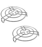 LSARI Stainless Steel Trivet | Heat Resistant Hot Plate Dishes Holder Trivet | Round Steamer Rack Stand | Steel Pot, Cooker, Donga Stand Pack of 2