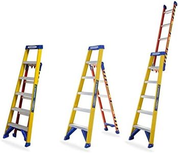 Werner Leansafe 3 in 1 Combination Ladder Multi Purpose 3 Way Ladder Step Ladder Extension Ladder Leaning Ladder Fibreglass, One Size, Yellow