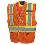 Pioneer Hi Vis Non Tear-Away Mesh Safety Vest - Hook & Loop - Multi Pockets - Hi-Vis Orange