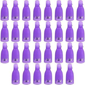 30 Pcs Nail Clips for Polish Removal UV Gel Nail Polish Soak Off Remover Cap Clip (Purple)