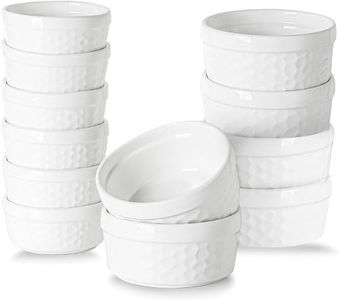 12pcs 2.5 oz Ramekins for Creme Brulee Porcelain Ramekins Oven Safe, Classic Style Ramekins for Baking Souffle Ramekins Bowls(White)