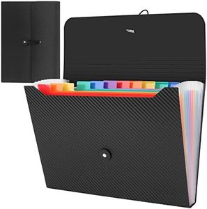 Uquelic Carpeta de 13 bolsillos expandible y portada con etiquetas, organizador de archivos A4 de sarga arcoíris, suministros de escritorio portátil de plástico para documentos de acordeón (1 paquete)