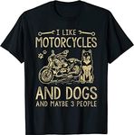 VidiAmazing I Like Motorcycles and Dogs and Maybe 3 People Motorcycle ds12393 T-Shirt Black