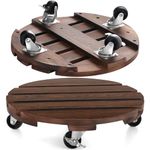 YONTINY 2pack 12 Inch Plant Caddy with Wheels 30 Cm Wooden Plant Trolley Rolling Plant Stand Heavy Duty Plant Pot Movers Wheels with Metal Lockable Casters Indoor Outdoor Patio,Flower Pot