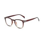 TECH-LINE-DIRECT FASHION ACCESSORIES Blue Light Glasses Frame Computer Superlight Round Transparent Female Eyeglasses For Men/Women (Brown Frame + Clear Lens)