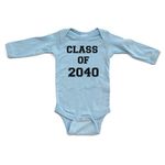 Apericots Class of 2040 Long Sleeve Cute One Piece Baby Outfit Light Blue