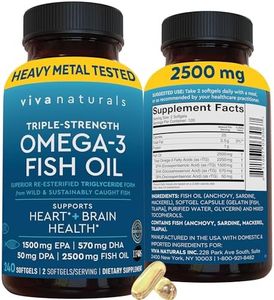 Viva Naturals Omega 3 Fish Oil Supplement for Women and Men - 2500 mg Triple Strength Fish Oil Pills with Re-Esterified Omega 3 Fatty Acids Including EPA, DHA DPA - 240 Pescatarian-Friendly Softgels