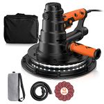 LSRL 800W Handheld Drywall Sander, 770-2100rpm Wall Sander with LED Light & Automatic Vacuum System, 12 Pcs Sanding Pads(220mm) Electric Sander with Dust Bag, 4.5m Cable & 6 Variable Speed