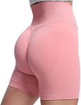 Aoxjox Scrunch Workout Shorts for Women Seamless Tie-Dye Butt Lifting Short Gym Running Active Exercise Fitness Yoga Shorts, #2 Pink (Thin Scrunch Version), Medium