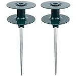 Twinkle Star 10 Inch Garden Hose Guide Spike, Rust Free Zink Sturdy Metal Stake, Heavy Duty Dark Green Spin Top, Keeps Garden Hose Out of Flower beds, for Plant Protection, 2 Pack