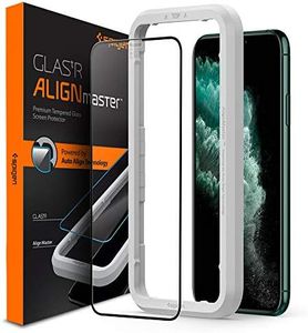 SPIGEN Glas.tR Slim Full Cover AlignMaster Screen Protector Designed for Apple iPhone 11 Pro/XS/X Auto Align Technology Tempered Glass [1-Pack] - Black