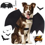 Vivifying Dog Bat Wings, Dog Halloween Costume for Large Dogs with Pumpkin Bell, Adjustable Pet Cosplay Costumes(Neck：15-24.8 in/Chest: 18.5-32 in)