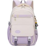 Woyiyaan School Backpack for Girls Bookbag Cute Aesthetic School Bag College Middle High Elementary Backpack for Teens Girls (Purple)