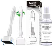 Derma Stamp Cureum 100A Adjustable 0~3mm Titanium micro needles with Disinfectant Spray 100ml I Microneedling Derma roller pen for Skin & Facial Care, Hair & Beard Growth I Safe and Effective