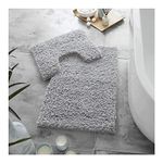 Lions Bath Mat Set - Ultra Soft Fluffy Bathroom Mat Sets 2 Piece, Absorbent Bathroom Rugs, Non Slip Microfiber Bathmat, Machine Washable, Shaggy Rug, 50x80cm, 100% Polyester, Silver