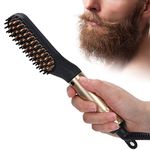 ariarly Heated Hair Straightening Brush for Men Beard Straightener Hair Straightening Comb Portable Men Beard Brush (BLACK)