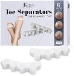 Ballotte Premium Grade Toe Spacers/Toe Separators | Toe Spacers for Feet - Toe Spreader/Foot Stretcher | Big Toe Straightener & Bunion Corrector for Men (Toe Seperators (White 6-Pack))