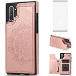 Asuwish Phone Case for Samsung Galaxy Note 10 Glaxay Note10 5G with Screen Protector and Wallet Cover Leather Credit Card Holder Stand Cell Accessories Gaxaly Notes 10s Ten Not S10 Women Men Rose Gold