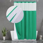 N&Y HOME Waffle Weave Shower Curtain with Snap-in Fabric Liner & Hooks Set - Hotel Style, Water-Repellent & Washable, Mesh Top Window - 71x72, Turquoise Green