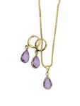 Gold Light purple Earrings and Necklace set