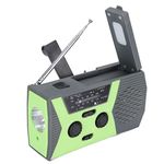 Emergency Weather Radio, Wind Up Solar Radio Hand Crank Radio 2000mAh Battery Portable Solar Powered Radio SOS Alarm Flashlight AM/FM/SW / 7 NOAA for Household Emergency Outdoor Survival(green)