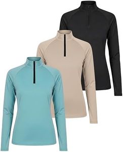 3 Pack: Womens Quarter 1/4 Zip Pullover Plus Size Long Sleeve Shirt Quick Dry Dri Fit Yoga 1/2 Zip Athletic Ladies Active Gym Workout Top Golf UPF Hiking Outdoor Sports Exercise Running SET10, 2X