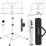 CAHAYA 2 in 1 Sheet Music Stand Folding & Tabletop Music Stand Portable with Carrying Bag for Books Notes Laptop Tablet CY0204