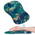 Ergonomic Mouse Pad Wrist Support with Gel Massage Design, [12x8 inch] Small Mouse Pads for Desk Pain Relief Wrist Rest for Mouse, Wrist Pad Office Supplies(Blue Gold Marble)