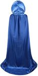 TULIPTREND Full Length Hooded Cloak Velvet Halloween Hooded Cape Cosplay Costume Christmas, Blue Polyester, Medium