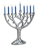 Rite Lite Textured "Tree of Life" Hanukkah Menorah Aluminum finish - 10.75" h Chanukah Menorah