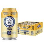 Thirsty Buddha Soda – Prebiotic Soft Drink – Pop Soda - Vegan - Non-GMO - Low Sugar Soda - Low Sugar Drinks - Fibre Rich Diet Soda - High Fibre Diet Pop - Caffeine Free Soda - Ginger Lemon 355ml Can - 12 Count Case