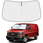 Proadsy Windshield Sun Shade Foldable Sunshade Protector Custom Fit 1996-2024 Chevrolet Express Cargo Van, 1500, 3500, 4500, LS, LT Winter Accessories