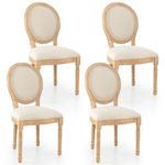 Giantex Wood Dining Chairs Set of 4, Farmhouse Dining Room Chair with Padded Seat & Back, Armless French Style Dining Side Chairs with Rubber Wood Frame, Max Load 330 Lbs, Upholstered Kitchen Chair