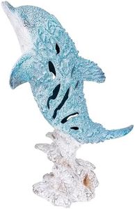 Corner Merchant Coral Reef Dolphin Statue Home Decor Coastal Tabletop Collection Beach Decor 15"x7.5"15" (Sky Blue)