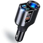 [PD3.0+Dual QC3.0] Cigarette Lighter Splitter Adapter, 166W Car Lighter Adapter USB C Car Charger Car 12V/24V Adapter Compatible with iPhone 14/13/12/11/XS Max/XS/X,iPad,Samsung Galaxy etc