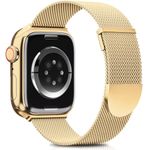 Higgs Upgraded Strap Compatible with Apple Watch Straps 10 42mm 41mm 40mm 38mm Women Men, Dual Magnetic Adjustable Replacement Band for iWatch Series 9 8 7 6 5 4 3 2 1 SE,Fashion Metal Strap Gold