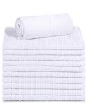 Textila Cotton Bar Mops Towels Pack of 12-16 x 19 Inches, Super Absorbent White Multi-Purpose Cleaning Towels for Kitchen - Home and Bars.