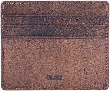 DiLoro Ultra Slim Minimalist Mens Leather Travel Card Wallet RFID Blocking (Dark Hunter Brown)