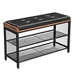 VASAGLE Shoe Bench, Padded Storage Bench with Mesh Shelf, Hallway Shoe Rack, Rustic Brown ULBS75X