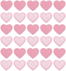 uxcell Heart Shaped Iron on Patches Embroidered Heart Patch Iron On Transfer Patches for Clothing Repair Backpack Shoes Decoration Pink 30PCS 1.57"x1.37"