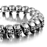 URBAN JEWELRY 316L Stainless Steel Skull Head Gothic Biker Bracelet for Men (Silver, 21.5 cm)